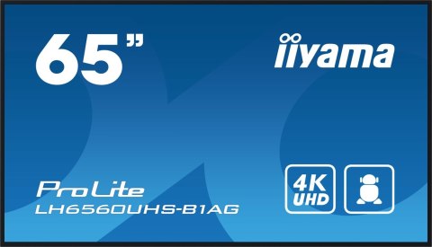 Iiyama PROLITE Cyfrowa tablica A 165,1 cm (65") LED Wi-Fi 500 cd/m² 4K Ultra HD Czarny Procesor wbudowany Android 11 24/7