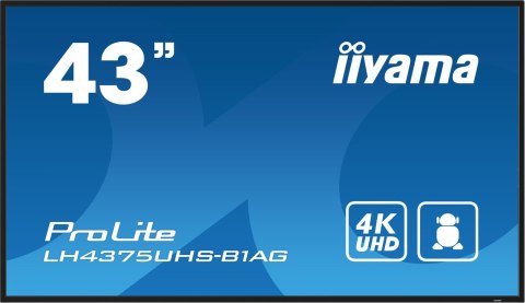 Iiyama ProLite Płaski panel Digital Signage 108 cm (42.5") LCD Wi-Fi 500 cd/m² 4K Ultra HD Czarny Procesor wbudowany Android 11 