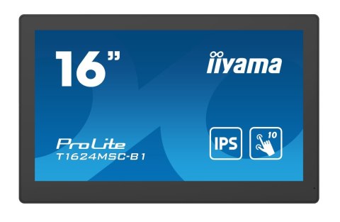 Iiyama T1624MSC-B1 signage display Interaktywny płaski panel 39,6 cm (15.6") LCD 450 cd/m² Full HD Czarny Ekran dotykowy 24/7