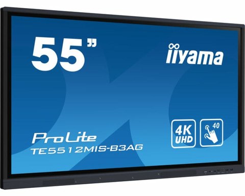 Iiyama TE5512MIS-B3AG signage display Kiosk 139,7 cm (55") LCD Wi-Fi 400 cd/m² 4K Ultra HD Czarny Ekran dotykowy Procesor wbudow