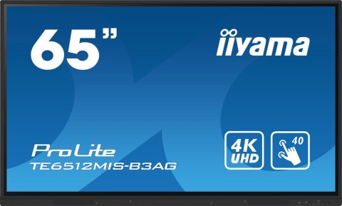 Iiyama TE6512MIS-B3AG signage display Kiosk 165,1 cm (65") LCD Wi-Fi 400 cd/m² 4K Ultra HD Czarny Ekran dotykowy Procesor wbudow