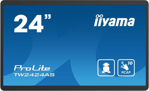 Iiyama TW2424AS-B1 signage display Płaski panel Digital Signage 60,5 cm (23.8") Wi-Fi 250 cd/m² 4K Ultra HD Czarny Ekran dotykow