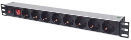 Intellinet 713986 rozdzielacz zasilania PDU 8 x gniazdo sieciowe 1U Aluminium, Czarny