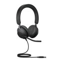 Jabra Evolve2 40, UC Stereo Zestaw słuchawkowy Przewodowa Opaska na głowę Biuro/centrum telefoniczne USB Typu-A Bluetooth Czarny