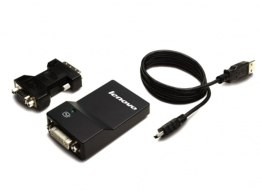 Lenovo USB 3.0 - DVI/VGA zewnętrzna karta graficzna usb 2048 x 1152 px Czarny