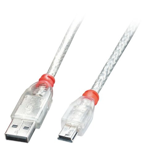 Lindy 41781 kabel USB USB 2.0 0,5 m USB A Mini-USB B Przezroczysty