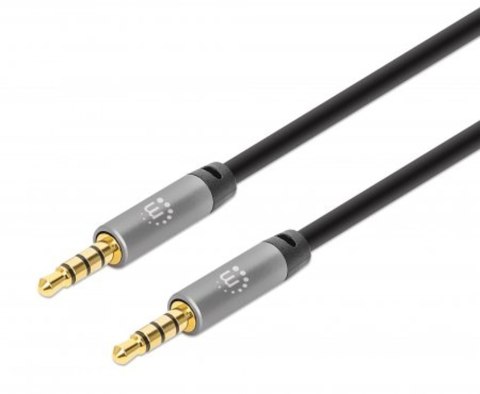 Manhattan 355995 kabel audio 2 m 3.5mm Czarny, Srebrny