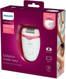 Philips Satinelle Essential Zasilany sieciowo kompaktowy depilator do nóg z lampką Opti-light