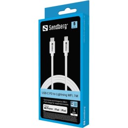 Sandberg USB-C PD to Lightning MFI, 1M Biały