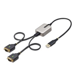 StarTech 2P1FFC-USB-SERIAL zmieniacz płci / kabli USB-A 2 x DB-9 RS-232 Czarny, Szary