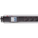 Techly I-CASE STRIP-16SH rozdzielacz zasilania PDU 6 x gniazdo sieciowe 1.5U Aluminium, Czarny