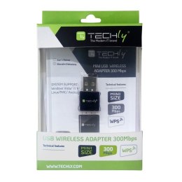 Techly I-WL-USB-300TY karta sieciowa WLAN 300 Mbit/s