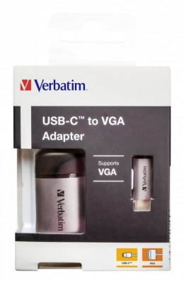 Verbatim 49145 adapter kablowy 0,01 m USB Type-C VGA (D-Sub) Czarny, Srebrny