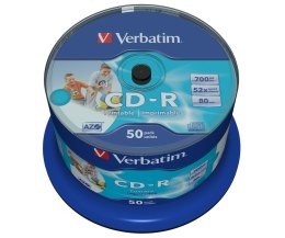 Verbatim CD-R AZO Wide Inkjet Printable no ID 700 MB 52x 50 szt.