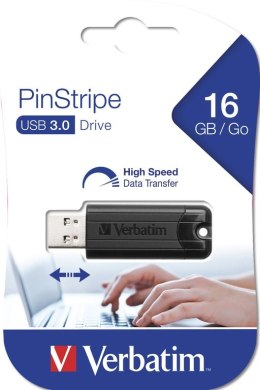 Verbatim PinStripe pamięć USB 16 GB USB Typu-A 3.2 Gen 1 (3.1 Gen 1) Czarny