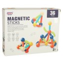 Klocki magnetyczne magnetic sticks dla małych dzieci duże patyczki 36 elementów w pudełku