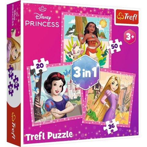 Trefl Puzzle 3w1 Księżniczki Disneya Piękne kwiaty