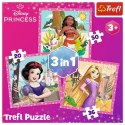 Trefl Puzzle 3w1 Księżniczki Disneya Piękne kwiaty