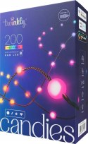 Twinkly Candies - 200 Lampki w kształcie pereł RGB LEDs, zielony przewód, USB-C