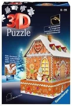 Puzzle 3D Budynki nocą: Piernikowa Chatka 216 elementów