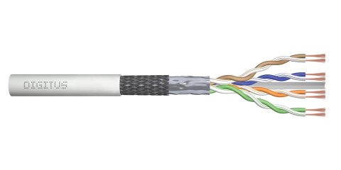 Kabel teleinformatyczny patchcordowy DIGITUS kat.6, SF/UTP, linka, AWG 26/7, LSOH, 305m, szary, karton