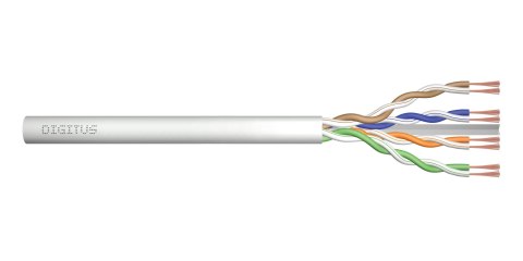 Kabel teleinformatyczny patchcordowy DIGITUS kat.6, U/UTP, linka, AWG 26/7, LSOH, 305m, szary, karton