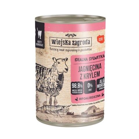 Wiejska Zagroda - Jagnięcina z krylem - Mokra karma dla kota - 400g