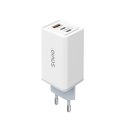 Savio Ładowarka sieciowa 65W GaN LA-07 z kablem USB-A-USB typ C 1m, biała