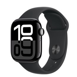 Apple Watch Series 10 GPS, koperta 42 mm z aluminium w kolorze onyksu z paskiem sportowym w kolorze czarnym - rozmiar S/M