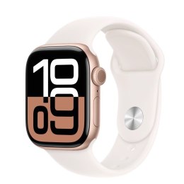 Apple Watch Series 10 GPS, koperta 42 mm z aluminium w kolorze różowego złota z paskiem sportowym w kolorze łagodnego różu - rozmiar S