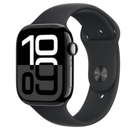 Apple Watch Series 10 GPS, koperta 46 mm z aluminium w kolorze onyksu z paskiem sportowym w kolorze czarnym - rozmiar S/M