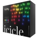 TWINKLY Inteligentne lampki sople Icicle 190 RGB LED, 5x0,5 m, IP44, przezroczysty przewód