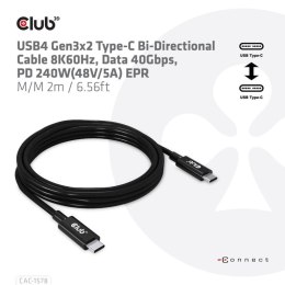 CLUB3D CAC-1578 kabel USB 2 m USB4 Gen 3x2 USB C Czarny