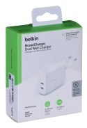 Ładowarka Belkin BoostCharge Dual USB-C PD 3.0 Wall Charger 40W White