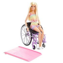 Barbie Fashonistas Lalka na wózku Strój w kratkę HJT13