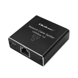 Qoltec Rozdzielacz Splitter mini SWITCH 1x2 port RJ45 | 1000Mbps | USB-C| Aluminium