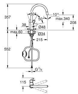 Bateria GROHE BauFlow 30549000 chrom