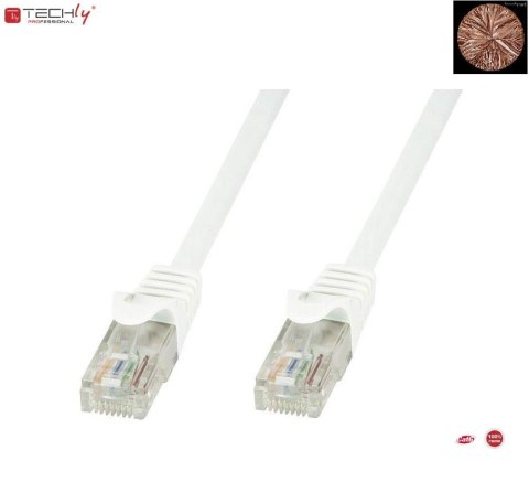 Patchcord 100% miedź TechlyPro Cat.6 U/UTP, 0,5 m, biały