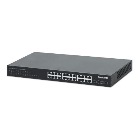 Switch niezarządzalny Intellinet 24x 10/100/1000 Mbps PoE+ 370W + 4x SFP+ 10G Uplink, Rack 19"