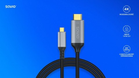 Savio Kabel USB-C do HDMI v2.0b, 3m, miedź CL-184
