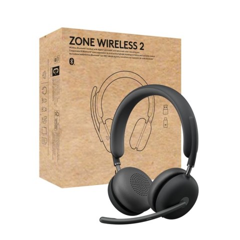 Logitech Zone Wireless 2 Zestaw słuchawkowy Przewodowy i Bezprzewodowy Opaska na głowę Biuro/centrum telefoniczne USB Type-C Blu