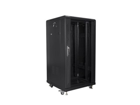 Szafa rack Lanberg FF01-6622-12B (22U; 19''; 1160 mm / 600mm / 600 mm; stojąca; Szklane; 800 kg; kolor czarny)