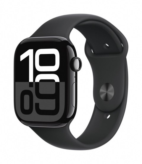 Apple Watch Series 10 GPS + Cellular, koperta 46 mm z aluminium w kolorze onyksu z paskiem sportowym w kolorze czarnym - rozmiar S/M