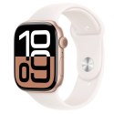 Apple Watch Series 10 GPS + Cellular, koperta 46 mm z aluminium w kolorze różowego złota z paskiem sportowym w kolorze łagodnego różu 