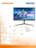 Philips Monitor 32M2N6800M 31.5 cala IPS Mini-LED 4K 144Hz HDMIx2 DP HAS Ambiglow