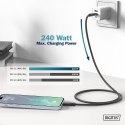 Digitus Kabel połączeniowy silikonowy USB-C - USB-C, USB 4 Gen3 40G 8K 240W, 0,5m Czarny