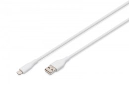 Digitus Kabel zasilający silikonowy USB-A - Lightning, USB 2.0 12W, certyfikat MFI, 1m Biały