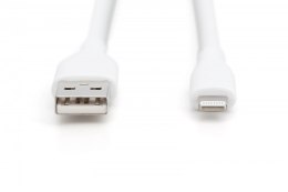 Digitus Kabel zasilający silikonowy USB-A - Lightning, USB 2.0 12W, certyfikat MFI, 2m Biały