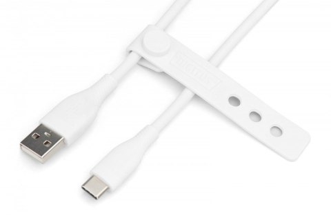 Digitus Kabel połączeniowy silikonowy USB-A - USB-C, USB 2.0 60W, 0,5m Biały