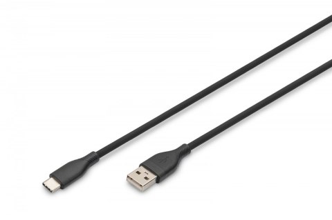 Digitus Kabel zasilający silikonowy USB-A - USB-C, USB 2.0 60W, 0,5m Czarny